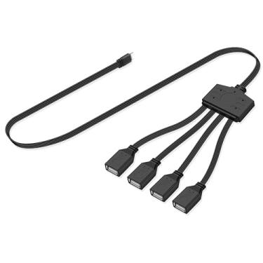 Imagem de JSADZKJ Cabo divisor plano tipo C para multi USB A USB C macho para 4 USB A fêmea 2.0 OTG cabo extensor cabo 4 em 1 multi cabo com 4 portas USB suporta carregamento e transferência de dados 0,5 m