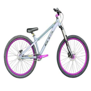 Imagem de Bicicleta Aro 26 Gta Gravity Cinza Single cubo barulhento roxa com Fre