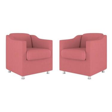 Imagem de Kit 02 Cadeiras Poltronas Decorativas Recepção Clinica Suede - Balaqui