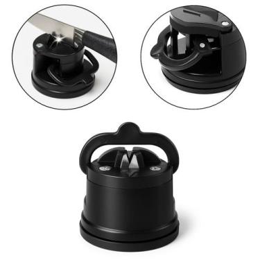 Imagem de Afiador de Facas Amolador com Ventosa Lâminas Profissional Preto - Nov