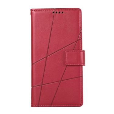 Imagem de LYJSMGZ Capa de couro para Samsung Galaxy S25 Edge, design de linha elegante slots de cartão capa de telefone fina e macia proteção contra quedas, vermelha, borda S25
