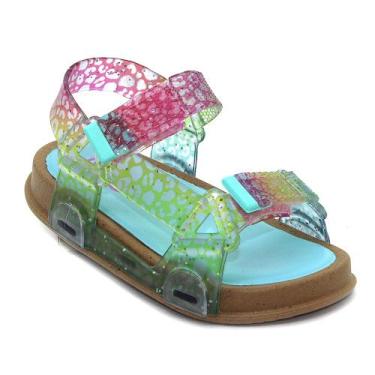 Imagem de Sandália Infantil Papete Menina Plugt Bora Bora Animal Print Verde Águ