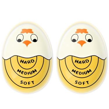 Imagem de Indicador de mudança de cor cozido com temporizador de ovos, sensível e macio, diz quando os ovos estão prontos (embalagem com 2 amarelos)