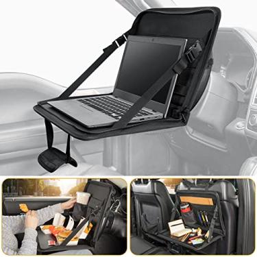Imagem de JOYTUTUS Bandeja de comer de volante 3 em 1, mesa de laptop para assento traseiro de carro, bolsa multifuncional para escritório, mesa de trabalho para escrever, organizador de carro para crianças, viajantes, família