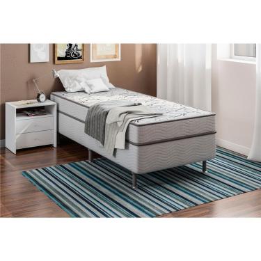 Imagem de Cama Box Conjugada Solteiro Ortobom Turin Ortopédico com Ortopillow 55x88x188cm - Branco/Cinza