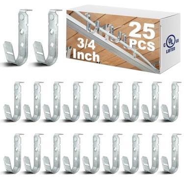 Imagem de Zonon 25 ganchos J para montagem no teto, gerenciamento de cabos, suporte de metal galvanizado, resistente, ganchos J para pendurar em superfícies verticais (telhas, vigas) Aço galvanizado G60 (3/4