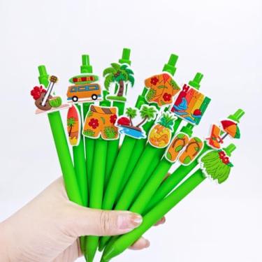 Imagem de QFSH Canetas esferográficas de silicone com design criativo para material de escritório escolar 1 mm tinta preta (Hawaii)