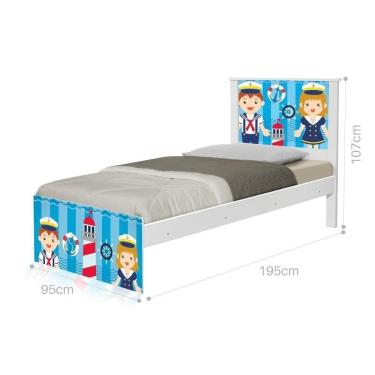 Imagem de Cama Solteiro Com Cabeceira Adesivada Marinheiros
