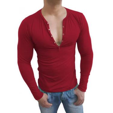 Imagem de Camiseta Botão Pressão manga longa - Sjons Modas, m, Vermelho