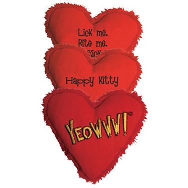Imagem de Heart Attack Pack: 3x Yeowww! 100% Organic Catnip Heart Cat Toys, Each with a different phrase