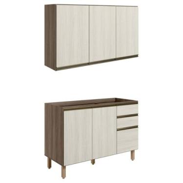 Imagem de Armario Aereo Balcao Pia 120 cm MDF Kali Carvalho Toq Bianco Toq Nicio