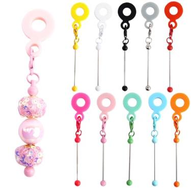 Imagem de JMCRATE 10 peças de berloque de copo com contas em barra em branco compatível com Stanley DIY adaptadores de contas pingente ornamento, serve para canudos padrão, acessório de joias para fazer