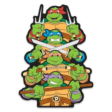 Imagem de Decoração de parede de metal empilhado de tartarugas ninja adolescentes mutantes - Placa TMNT divertida para quarto ou sala de cinema