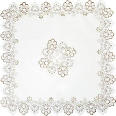 Imagem de Centro de Mesa Toalha de Chá Bordado Rendado Veneza Luxo Fendi 85x85cm
