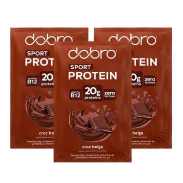 Imagem de 3x Sache Proteína Vegana Sport Dobro Chocolate Belga 30g, Chocolate Be