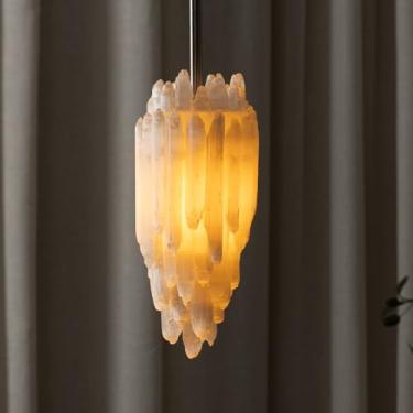 Imagem de YeasHome Lustre De Cristal De Selenita, Luminária Pendente De Cristal Em Forma De Pico De Montanha, Lustre De Cristal Moderno Para Sala De Estar, Sala De Jantar, Ilha De Cozinha E Galeria (Lâmpada N