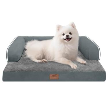 Imagem de Camas para cães pequenas, ortopédica, lavável, para cães pequenos, sofá de espuma viscoelástica com capa removível à prova d'água e parte inferior antiderrapante - cinza escuro