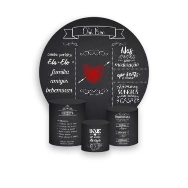Imagem de Painel De Festa Redondo 1,50x1,50 + Trio De Capas Cilindro - Chá Bar C
