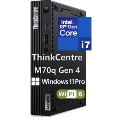 Imagem de Lenovo ThinkCentre M70q Gen 4 MFF 1L Tiny PC Business Mini Desktop Computer, 32GB DDR5 RAM, 1TB PCIe SSD, 13ª geração Intel 16-Core i7-13700T, WiFi 6, RJ45, HDMI, DisplayPort, Windows 11 Pro