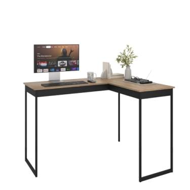 Imagem de Escrivaninha Mesa de Canto Escritório Home Office em L 110cm Apoio Industrial Pés Preto Tampo Laminado Modelo