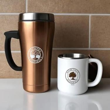 Imagem de Caneca Térmica Parede Dupla em Aço Inox Marrom 350ml com Tampa Rosqueável - Estilo Com Logo