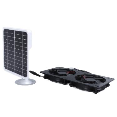 Imagem de LiebeWH Alta Eficiência Painel Solar de 20W Fã de Exaustão Duplo para Galinhas Greenhouses Derramar Casas de Animais de Estimação para Circulação de Ar