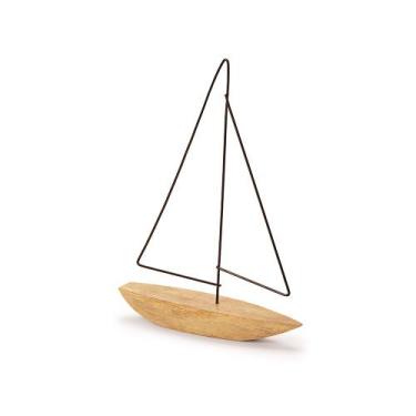 Imagem de Escultura decorativa de barco a vela em polirresina mart, marrom