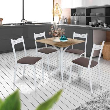 Imagem de Mesa De Jantar Quadrada 4 Cadeiras Branco Carvalho Alba