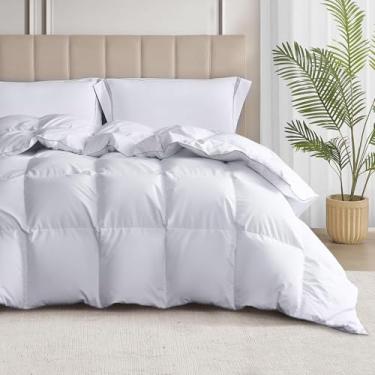 Imagem de MARTHA STEWART Edredom de penas e plumas de ganso branco 100% algodão - edredom quente para todas as estações com abas nos cantos - King Size
