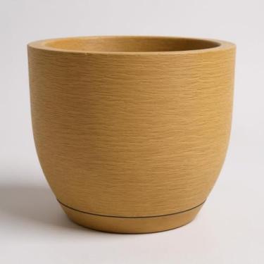 Imagem de vaso decorativo para plantas grandes e frutiferas 40x50 em polietileno jateado com prato coletor 50 litros (Bege)