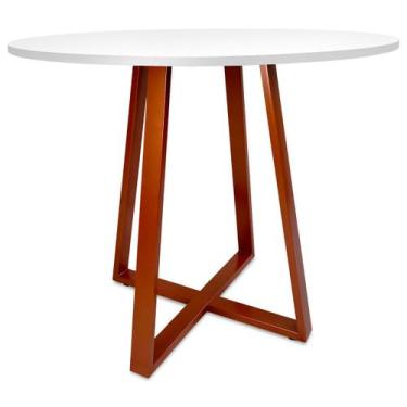 Imagem de Mesa De Jantar Para Cozinha Em aço Estilo Industrial Gizé Tampo Redond