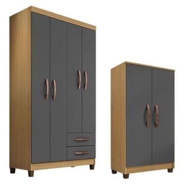 Imagem de Guarda Roupa Solteiro Modena Com 4 Portas E Armário Multiuso Recife Ca