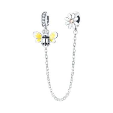 Imagem de Berloque De Prata 925 Com Margarida, Borboleta E Coração Para Pulseira