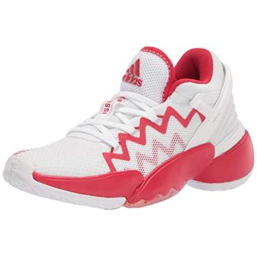 Imagem de adidas Sapato de quadra unissex adulto D.o.n. edição 2, Branco/Scarlet/Branco, 9.5 Women/9.5 Men