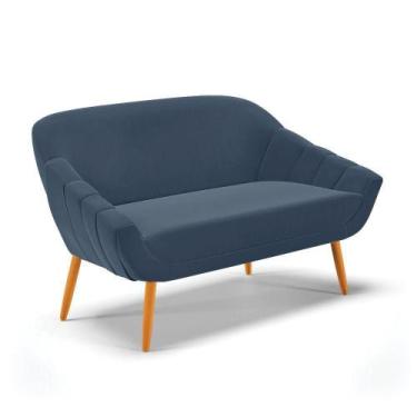 Imagem de Namoradeira 02 Lugares Giovana Suede Pés Palito Castanho - D'rossi Azu
