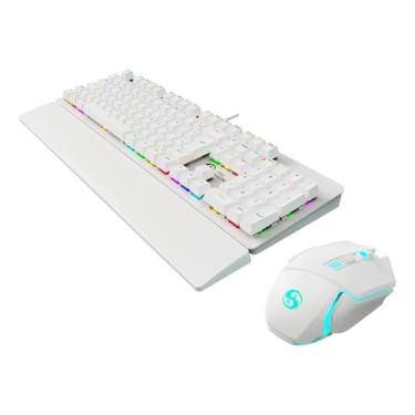 Imagem de Teclado Mecânico Gamer Com Mouse Led Rgb Com Fio Usb Bk-09 (Branco)
