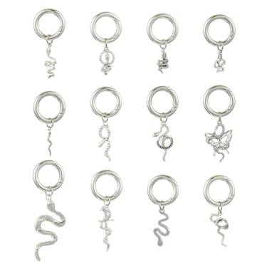 Imagem de UR URLIFEHALL 24 peças, 12 estilos, berloques de cadarço de liga de cobra, pingentes de corrente gótica com anel de mola para tênis, sapatos, bolsa de bota, decoração de acessórios punk faça você