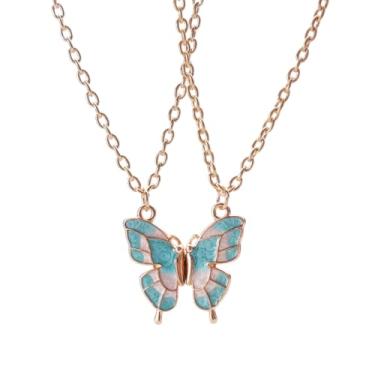 Imagem de Kit 2 Colares Magnéticos Borboleta Coloridos Melhores Amigas