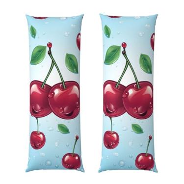 Imagem de Capa de travesseiro corporal com zíper oculto, fronha longa de microfibra macia e respirável para travesseiro corporal, capas de travesseiro de cereja para presente de cama 50 x 137 cm