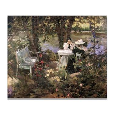 Imagem de A Garden In France John Lavery Iconic Realist Portrait & War Scene Canvas Art – Decoração de parede irlandesa atemporal para casa 30 x 36 cm Un Framed