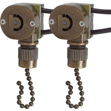 Imagem de Akahttbn Ceiling Fan Light Switch Metal Zing Ear ZE-109M,Two-Wire ON-Off Pull Chain Switch, Compatible with Hunter Ceiling Fan Light (Bronze)2 Pcs