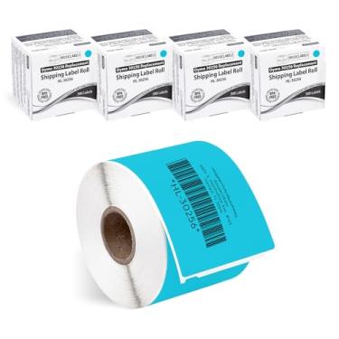 Imagem de HOUSELABELS Etiquetas de envio azuis DYMO 30256 compatíveis (2-5/40.6 cm x 10.2 cm), adesivo permanente forte, compatível com DYMO LW 450, 4XL, impressoras de mesa Rollo e Zebra, 4 rolos/1200
