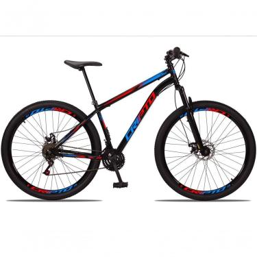 Imagem de Bicicleta Aro 29 Aço Carbono 21V Cripto Freios À Disco Quadro 17 Preto Azul Vermelho