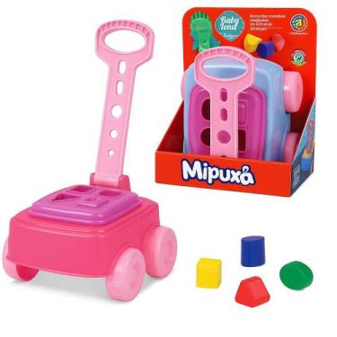 Imagem de Carrinho Infantil de Puxar Educativo Mipuxa Rosa - Cardoso