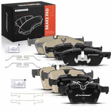 Imagem de A-Premium Conjunto de pastilhas de freio a disco de cerâmica dianteiras e traseiras compatível com modelos Jaguar e Land Rover - XE2017-2019, F-Pace/XF 2017-2020, E-Pace 18-19, Range Rover Evoque