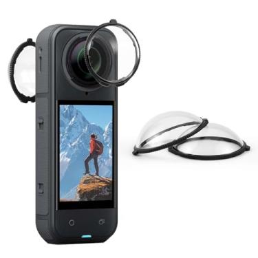 Imagem de PULUZ Capa protetora de proteção de lente para Insta360 X5, dureza 9H, alta transmitância, protetor de lente de vidro temperado óptico rotativo para acessórios de câmera de ação Insta360 X5