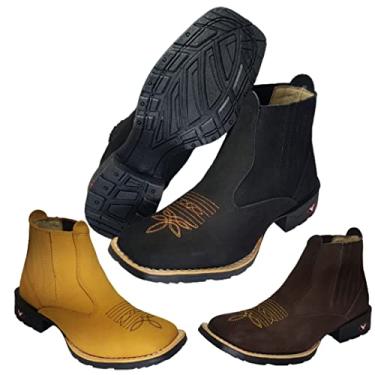 Imagem de Bota Botina Texana Country Feminina e Masculina Modativa Couro Cano Médio (41, Preto)