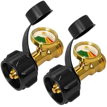 Imagem de Medidor de tanque de propano, indicador de nível de medidor de tanque de propano, medidor de propano universal para tanque LP de 2,3-18 kg, medidor de pressão de gás codificado por cores/detector de