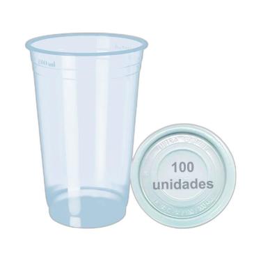 Imagem de Copo Descartável 300Ml 330Ml Liso 100 Unidade C/Tampa S/Furo