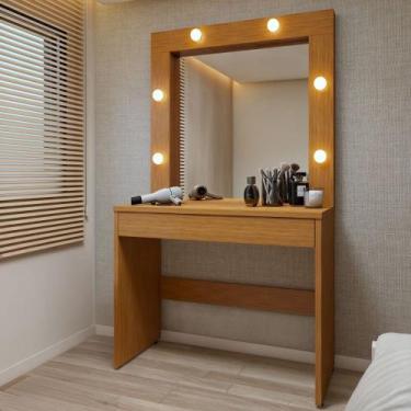 Imagem de Penteadeira Camarim Requinte 1 Gaveta Naturalle - Mavaular, Marrom Cla